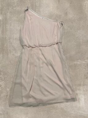 Adrianna Papell Blush Pink One Shoulder Dress Size 6 Chiffon Cocktail Wedding